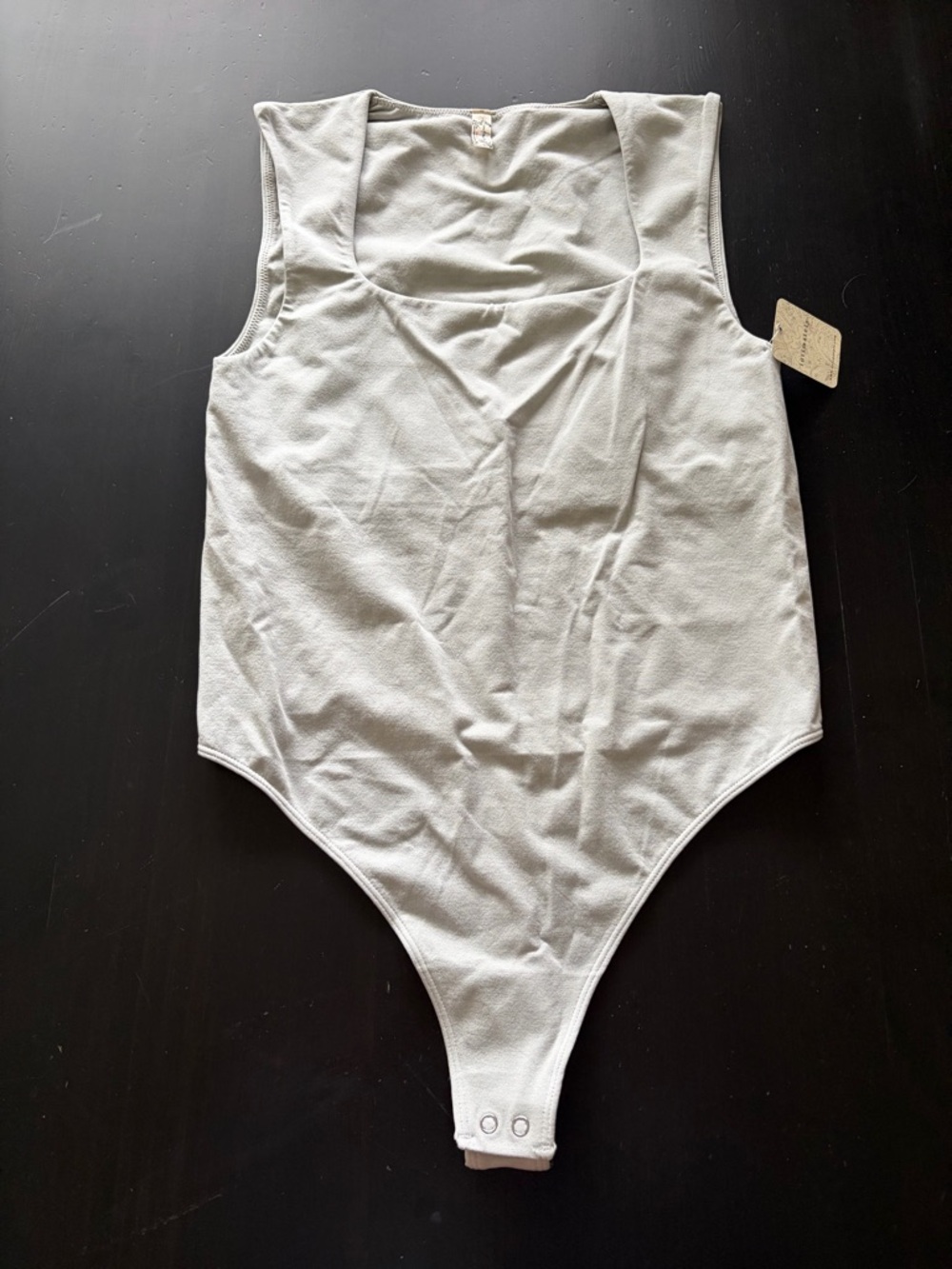 Free People Sleeveless Scoop Neck Bodysuit in Light Gray